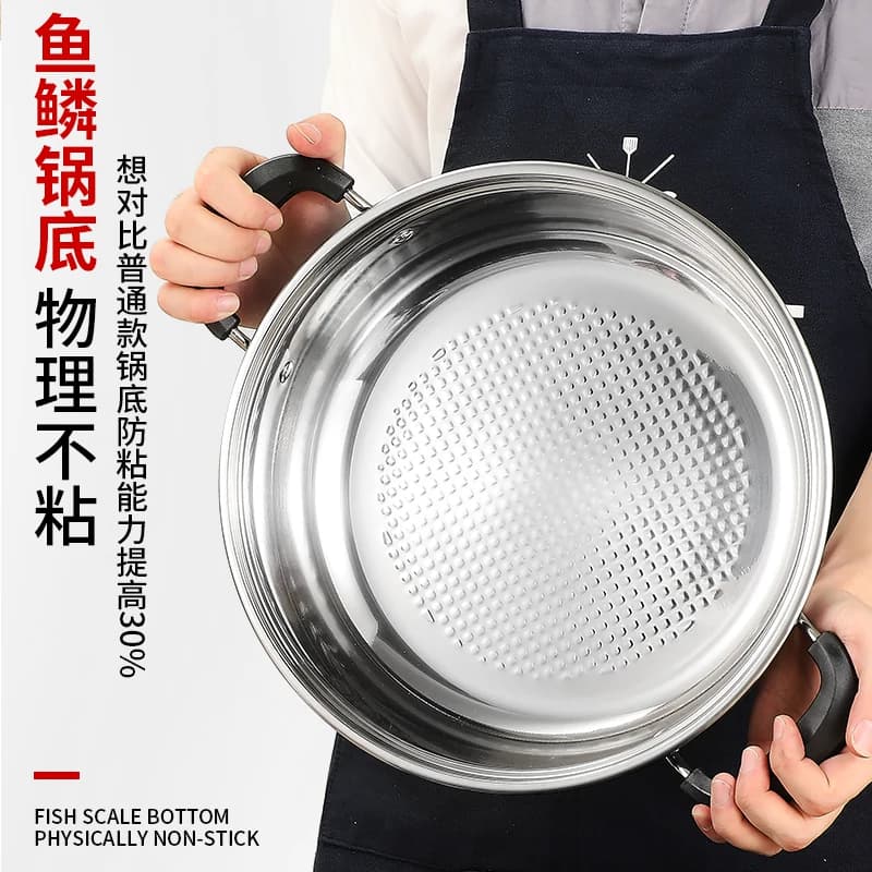 正品实德不锈钢火锅汤锅加厚电磁炉专用蒸汽火锅加深边炉锅清汤锅 - 缩略图2