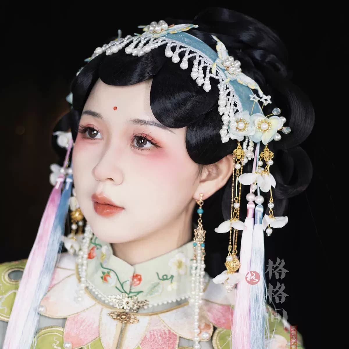 格格间原创【戏中蝶】戏曲风蝴蝶发带汉服头饰品京剧飘带流苏配饰 - 缩略图3