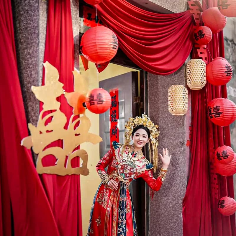 2026农村结婚庭院子装饰婚礼自建房大门口婚房布幔场景布置套装 - 缩略图5