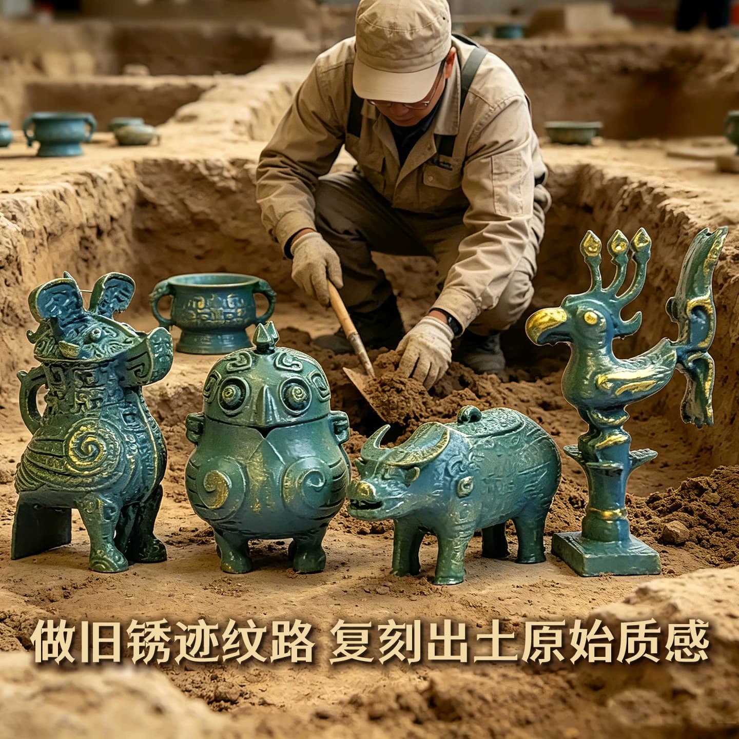 国宝青铜器考古盲盒博物馆挖掘玩具历史文物挖宝藏挖土寻宝新礼物 - 缩略图3