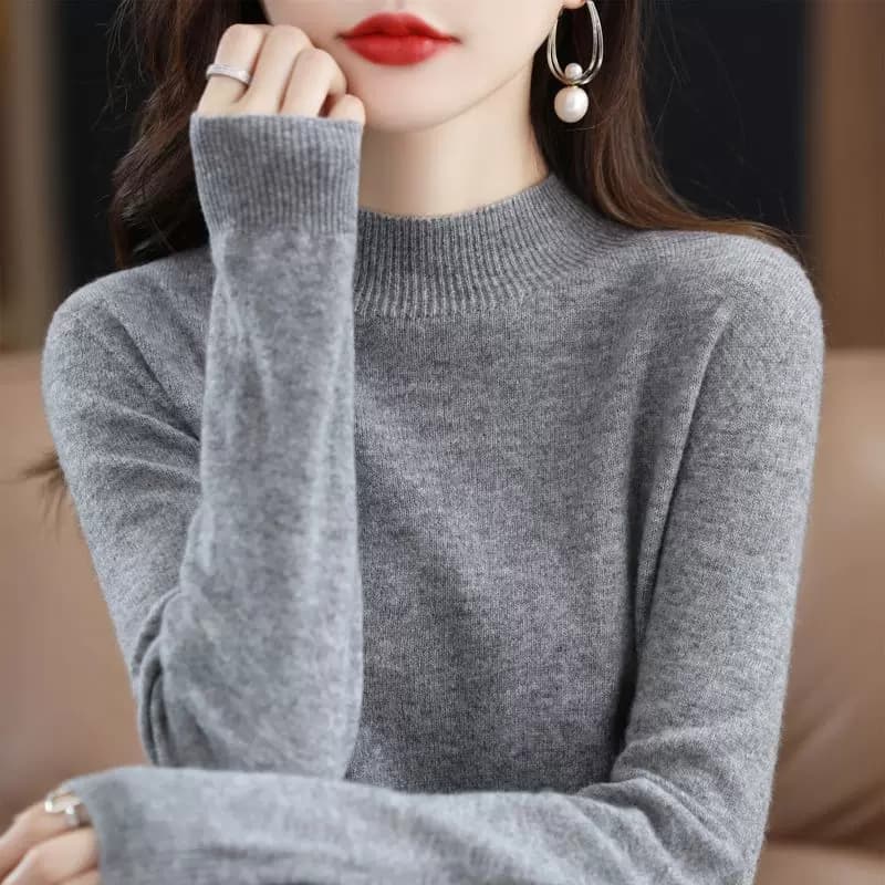 品牌高级感半高领毛衣女2026秋冬新款加厚宽松修身长袖针织打底衫 - 缩略图5