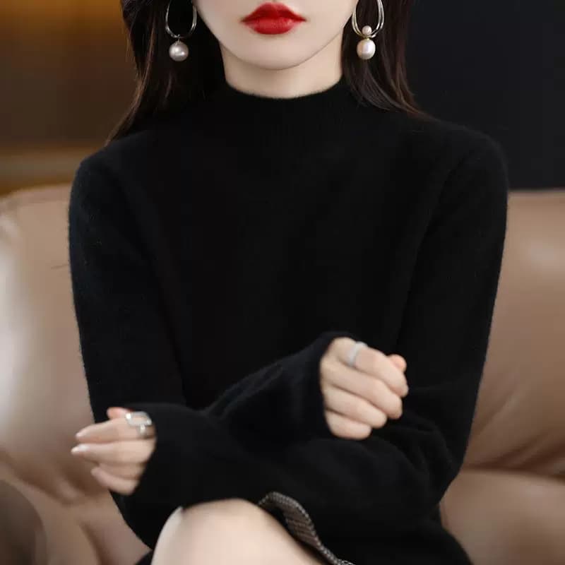 品牌高级感半高领毛衣女2026秋冬新款加厚宽松修身长袖针织打底衫 - 缩略图4