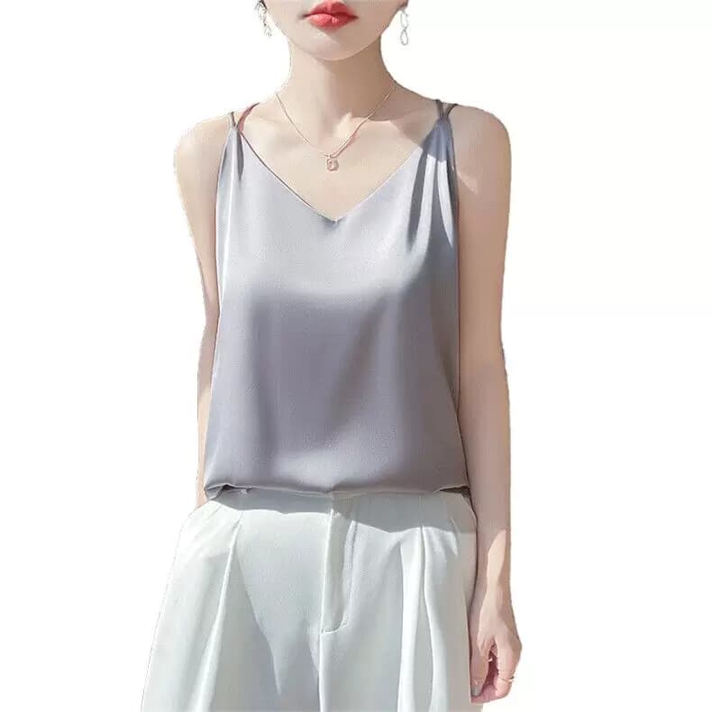 仿真丝吊带背心女内搭白色美背醋酸缎面上衣夏季西装桑蚕丝打底衫 - 缩略图5