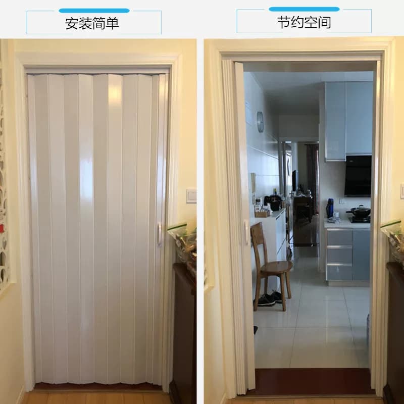 pvc折叠门燃气验收卧室卫生间厨房门阳台客厅商铺隔断推拉百叶门 - 缩略图4