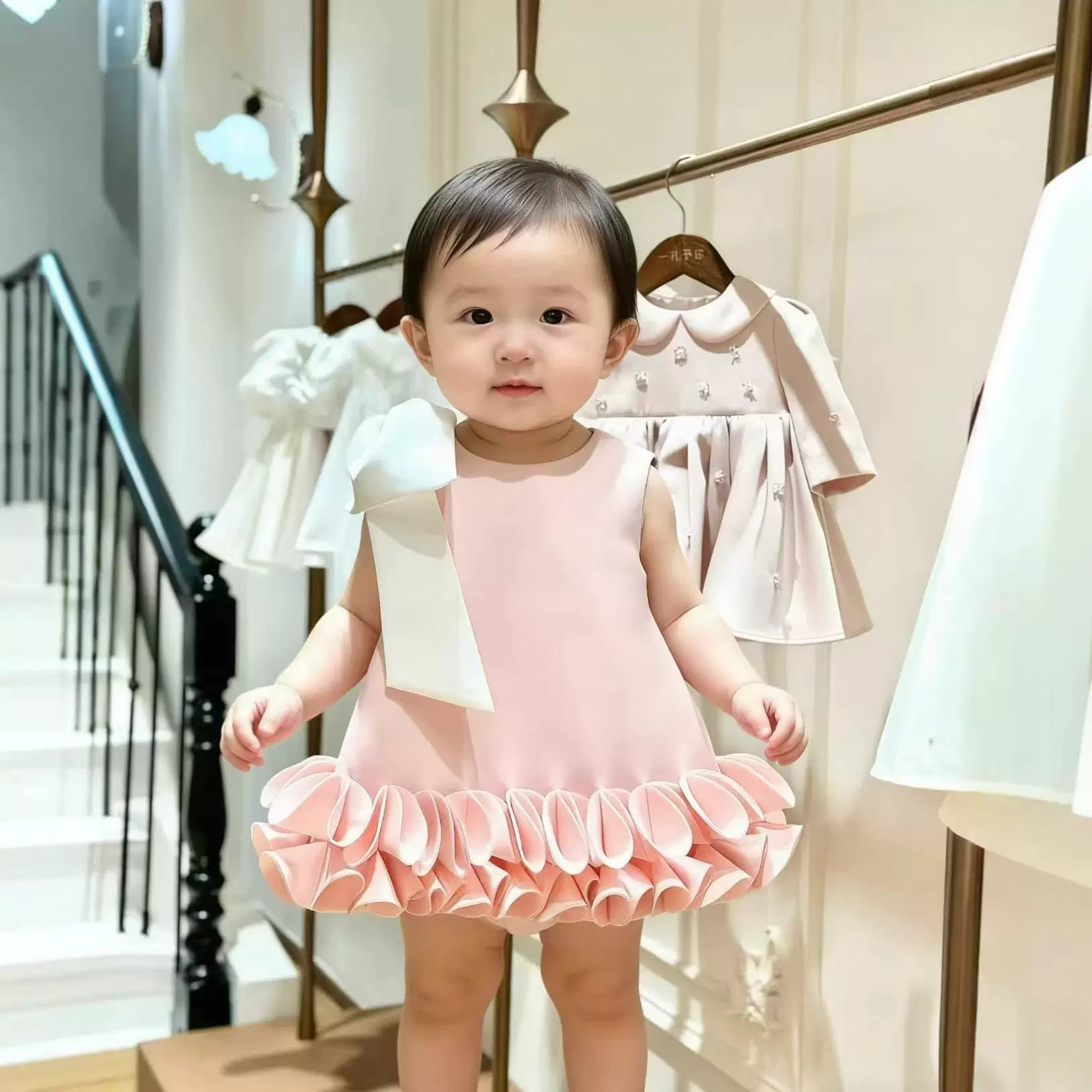 2026可爱甜美女童夏季无袖洋装新款蝴蝶结装饰洋派千金生日礼裙 - 缩略图3