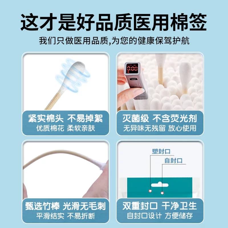 医用大棉签无菌妇科检查产妇专用20cm大头长棉花棒伤口消毒棉棒 - 缩略图3