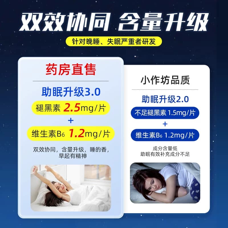 褪黑素安瓶助眠学生改善睡眠睡眠片旗舰官方正品b6退黑色素非软糖 - 缩略图3