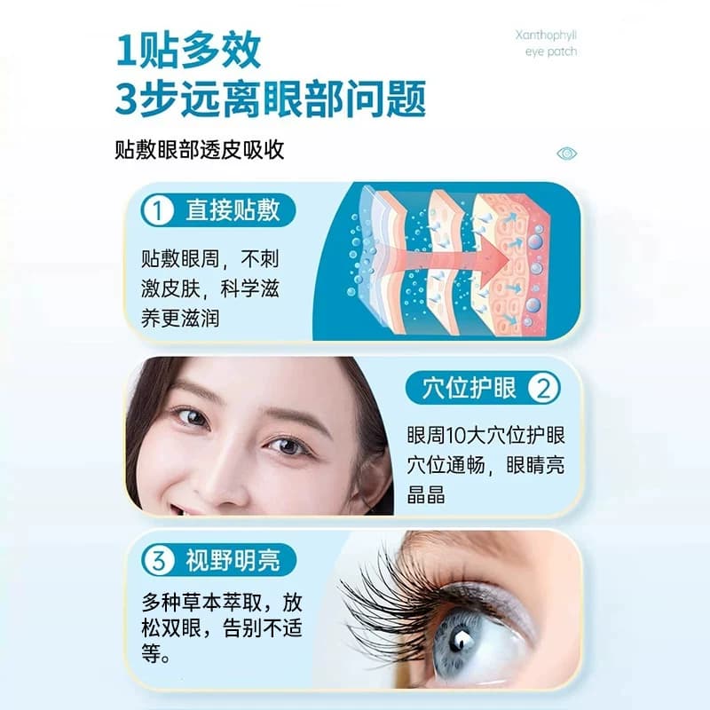 叶黄素护眼贴缓解眼疲劳眼周干涩儿童青少年穴位冷敷润目明目贴 - 缩略图3