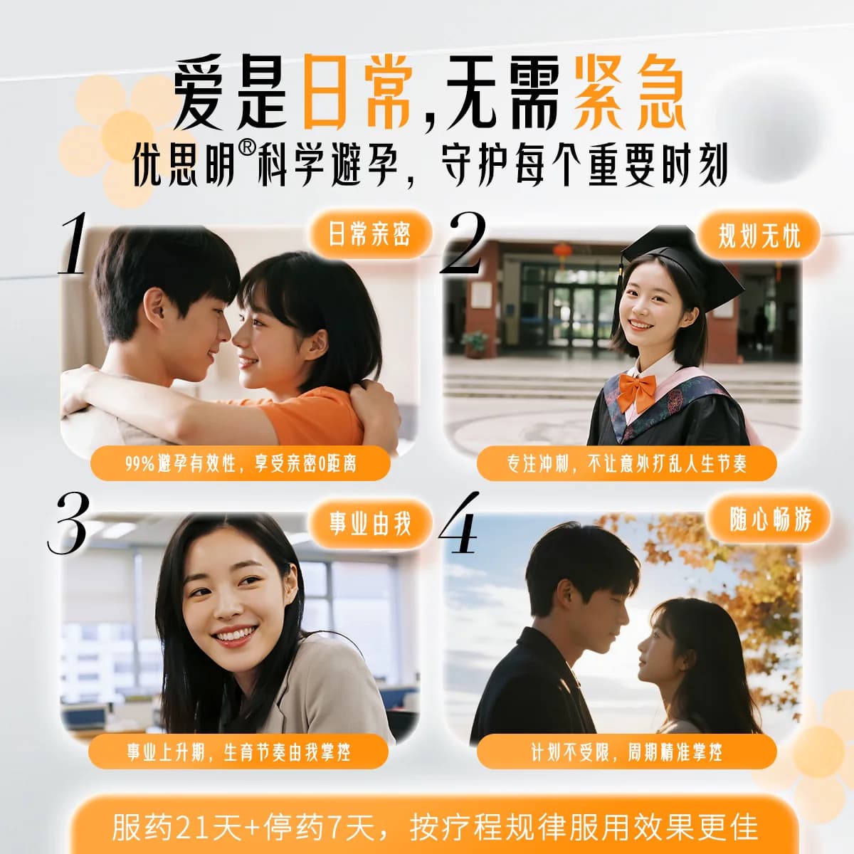 优思明屈螺酮炔雌醇21片女性短效口服避孕药21天改善痤疮月经调理 - 缩略图2