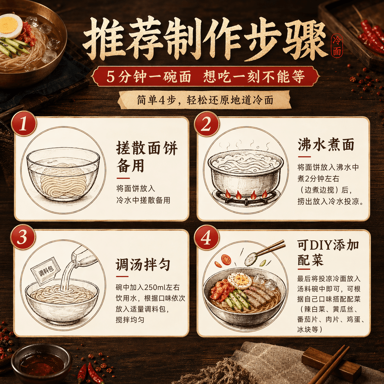 5袋装朝鲜冷面 正宗东北大妈韩式风味荞麦凉面烤冷面延吉特产速食 - 缩略图5