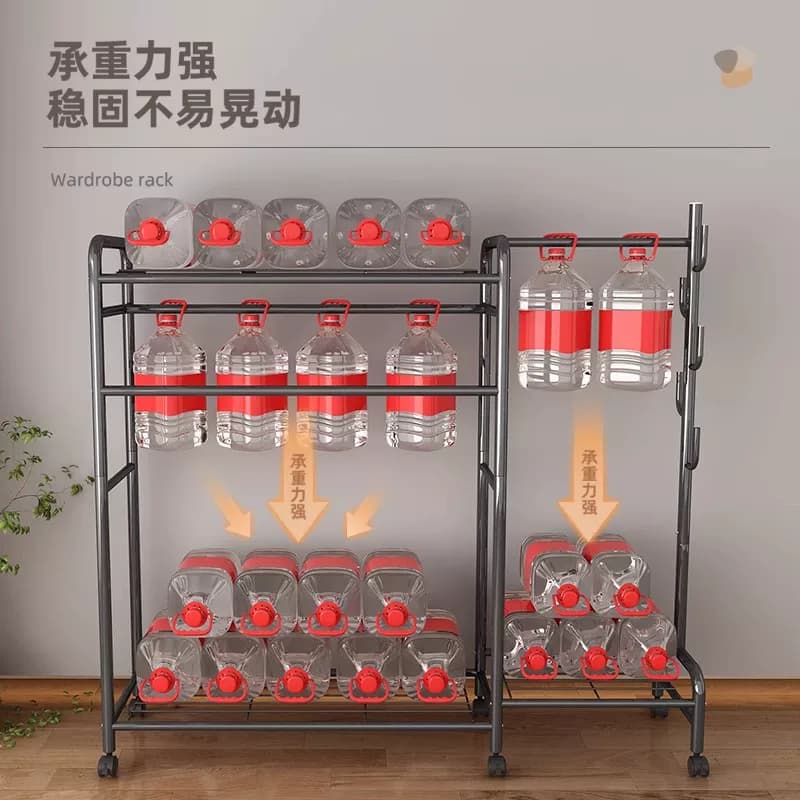 挂衣架落地卧室家用可移动双杆置物衣帽架简易收纳架立式晾衣架子 - 缩略图4