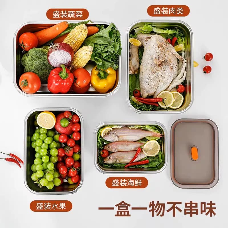 不锈钢方盆食品级方盒商用装菜盆深盆长方形密封带盖盒子家用深盘 - 缩略图3