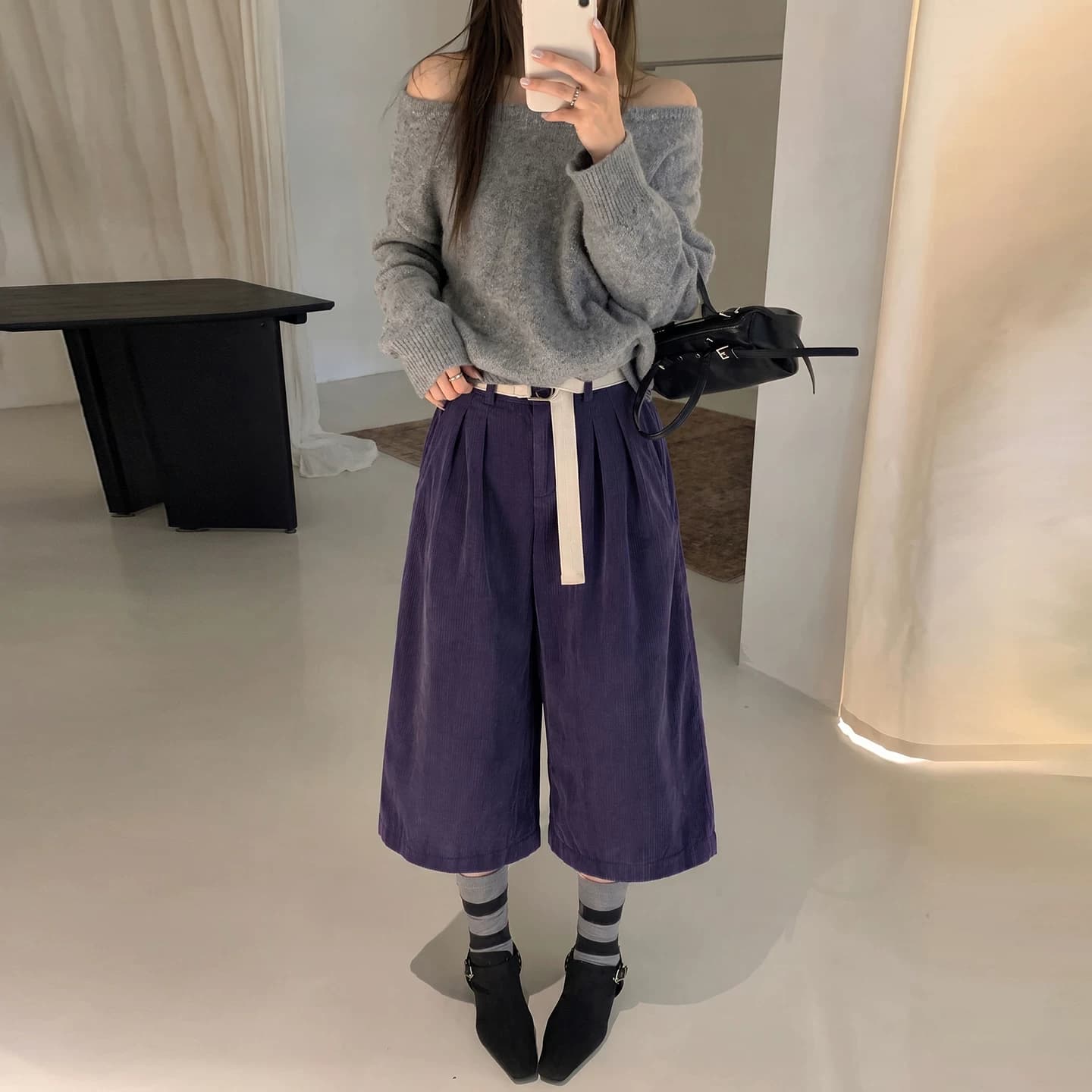 小个子七分裤女2026秋装新款灯芯绒中高腰休闲时尚百搭纯棉阔腿裤 - 缩略图4