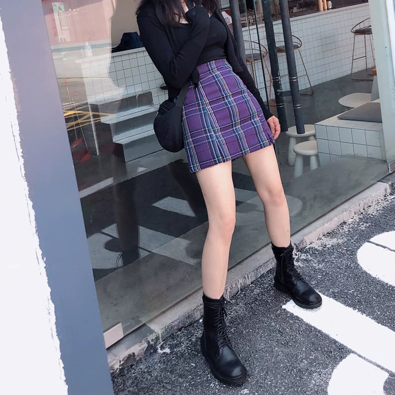 红色半身裙女2025春季新款复古大格子高腰显瘦包臀短裙高级感a裙 - 缩略图3