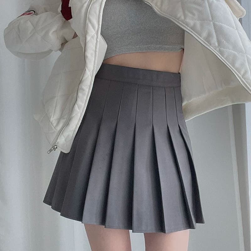 百褶裙女纯色垂感西装料半身裙2026春夏新款高腰超显瘦学院风短裙 - 缩略图2