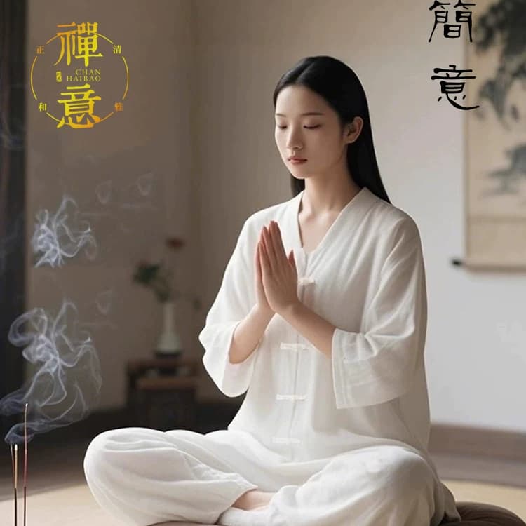 白色禅修服仙气疗愈居士服女款佛系风拜佛打坐素衣中国风禅意女装 - 缩略图5