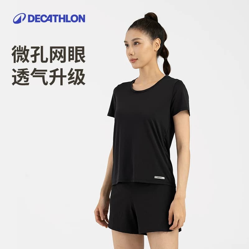 迪卡侬运动T恤女春夏圆领跑步上衣速干衣透气健身服宽松短袖RFP2 - 缩略图3