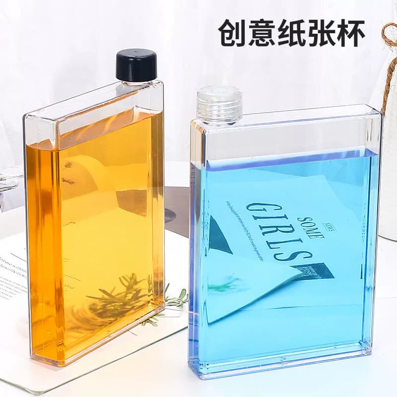 简约小巧扁方形水壶户外便携随手杯学生小容量塑料水杯带杯套防 - 缩略图3