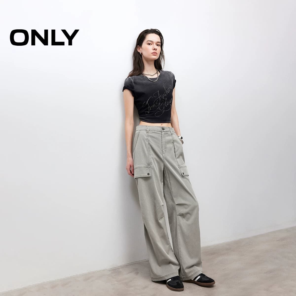 【多巴胺穿搭】ONLY秋季高腰直筒裤宽松工装裤休闲裤子女 - 缩略图2