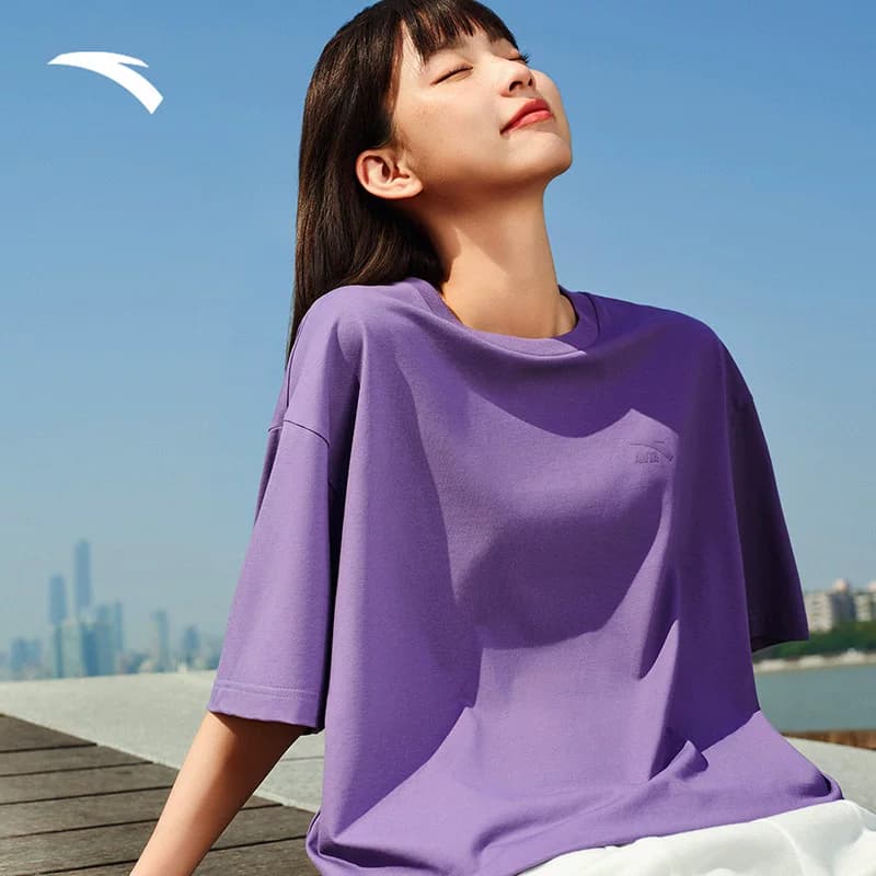 安踏短袖t恤男女同款夏季简约纯色圆领半袖宽松透气情侣休闲上衣 - 缩略图5
