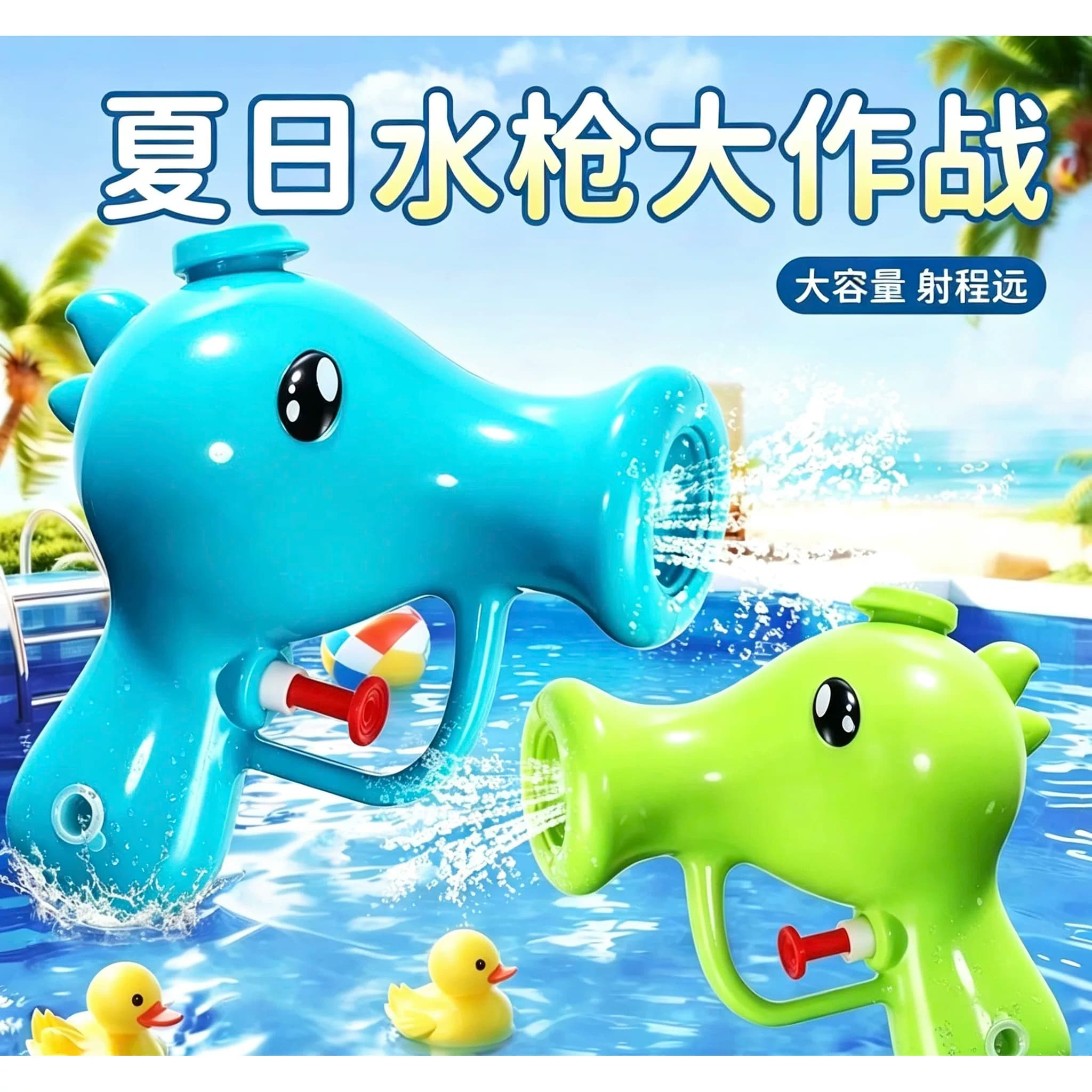 Q萌豌豆水枪 夏季沙滩打水仗神器婴幼儿手持按压式小滋水枪玩具 - 缩略图3