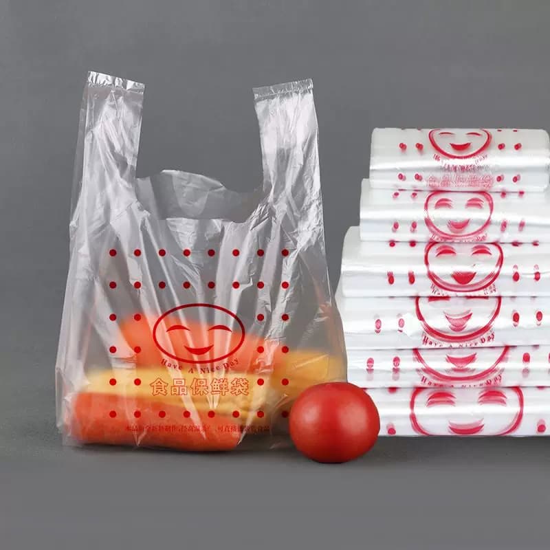 笑脸白色袋子透明外卖食品袋打包方便袋手提包装塑料袋食品级耐用 - 缩略图2