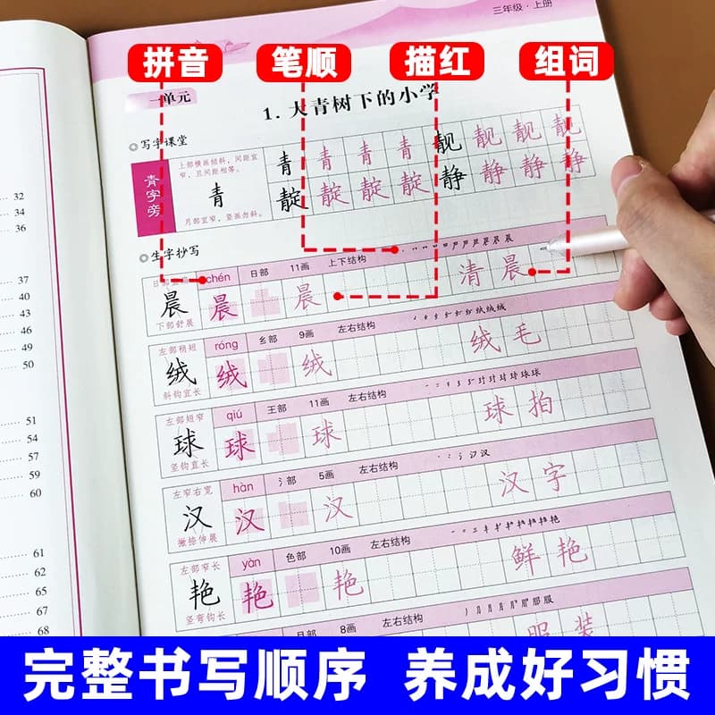 语文同步练字帖1一2二3三4四5五6六年级年级上册下册小学生硬笔书法生字抄写本描红组词笔顺偏旁人教版每日一练课课练写字课课练 - 缩略图3