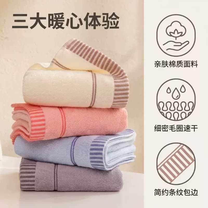 毛巾4条家用纯棉柔软吸水学生男女通用薄款成人洗脸速干发加厚 - 缩略图3