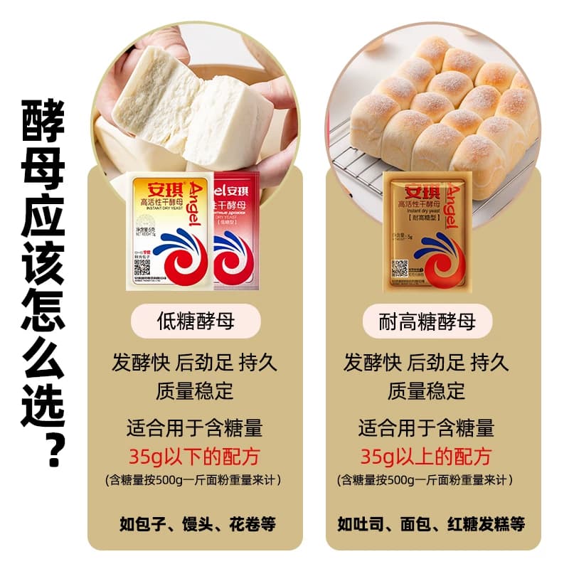 安琪高活性干酵母粉5g低糖型家用小包装发酵粉蒸包子馒头孝母粉 - 缩略图4