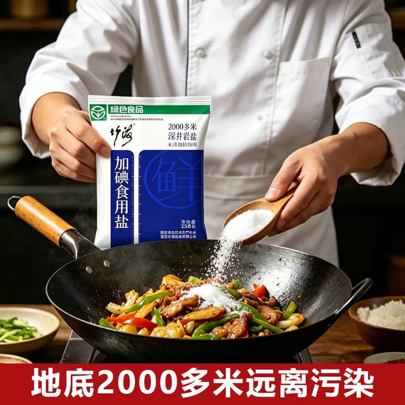 竹海无抗结剂精制食用盐加碘食盐细盐家用厨房炒菜调味腌制盐焗 - 缩略图2