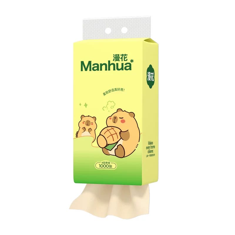 漫花绿熊悬挂抽纸1000张家用卫生纸悬挂式大包餐巾纸实惠压花厨房 - 缩略图5