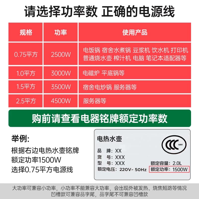 国标电脑电饭锅电源线台式主机通用3芯三孔电饭煲锅带插头电磁炉 - 缩略图2