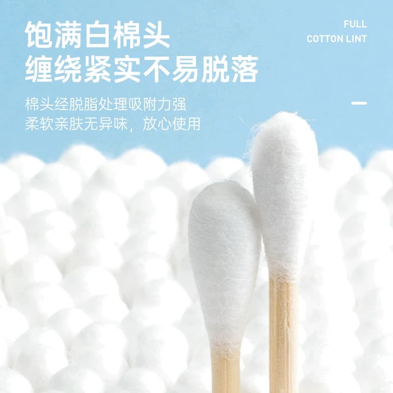 100支海氏海诺医用双头棉签消毒清洁圆头化妆掏耳朵一次性棉棒 - 缩略图5