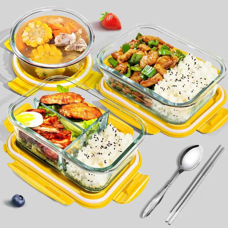 玻璃饭盒可微波炉加热专用的上班族带饭餐盒套装便当碗保温耐高温 - 缩略图3