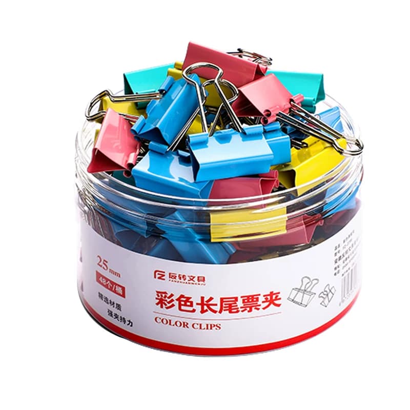 彩色长尾夹燕尾夹夹子大中小号黑色票夹文件文具书试卷夹办公用品大全金属固定办公室批发财务资料收纳票据 - 缩略图5