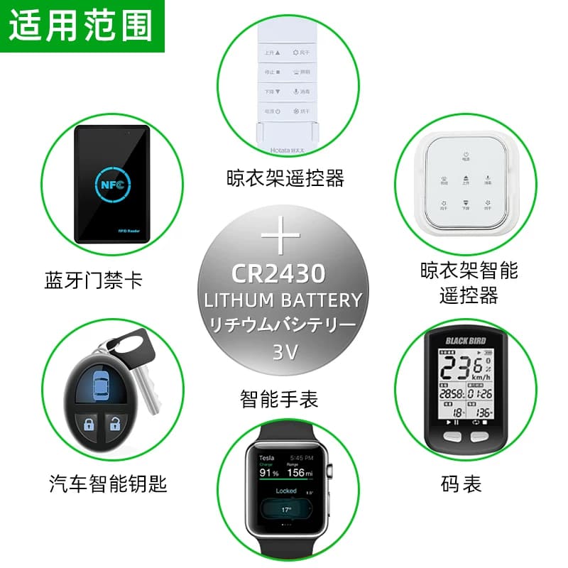 烁石CR2430纽扣电池汽车钥匙专用遥控器晾衣架智能遥控热水器浴霸锂3v - 缩略图2