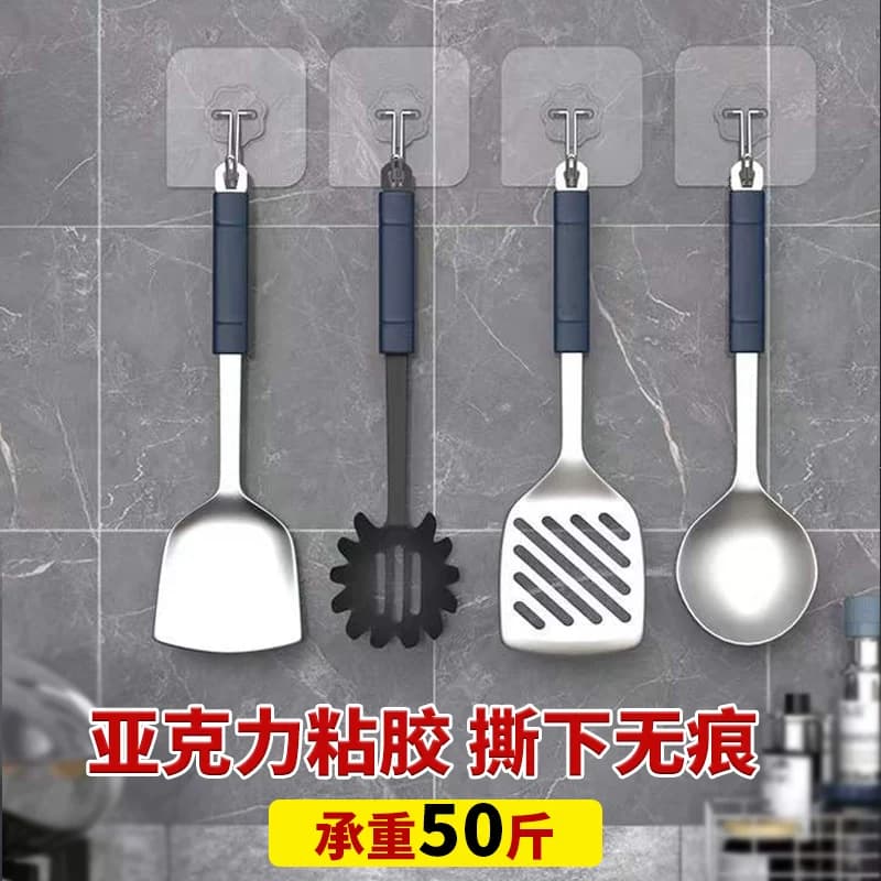 粘钩强力粘贴挂钩免打孔无痕承重粘胶透明厨房墙壁挂钩贴墙面浴室 - 缩略图2