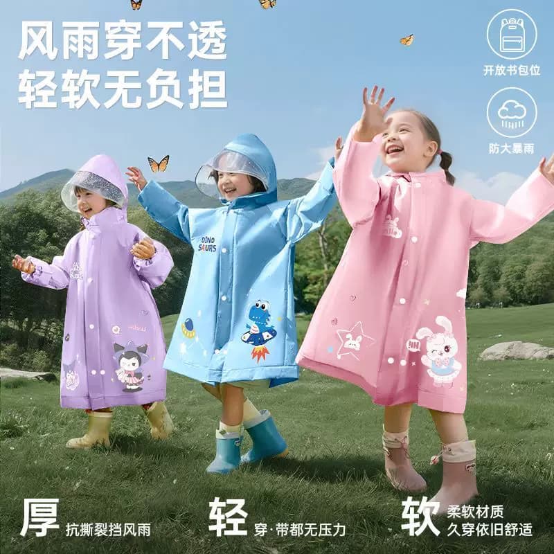 雨衣儿童女孩男童全身防水幼儿园小学生上学专用带书包位雨披暴雨 - 缩略图5