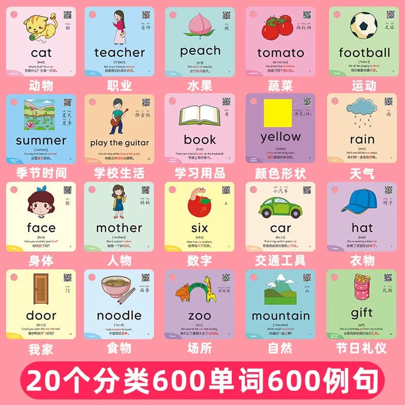 英语单词卡片小学生儿童记婴儿幼儿启蒙英文字母识字拼音点读认知 - 缩略图3