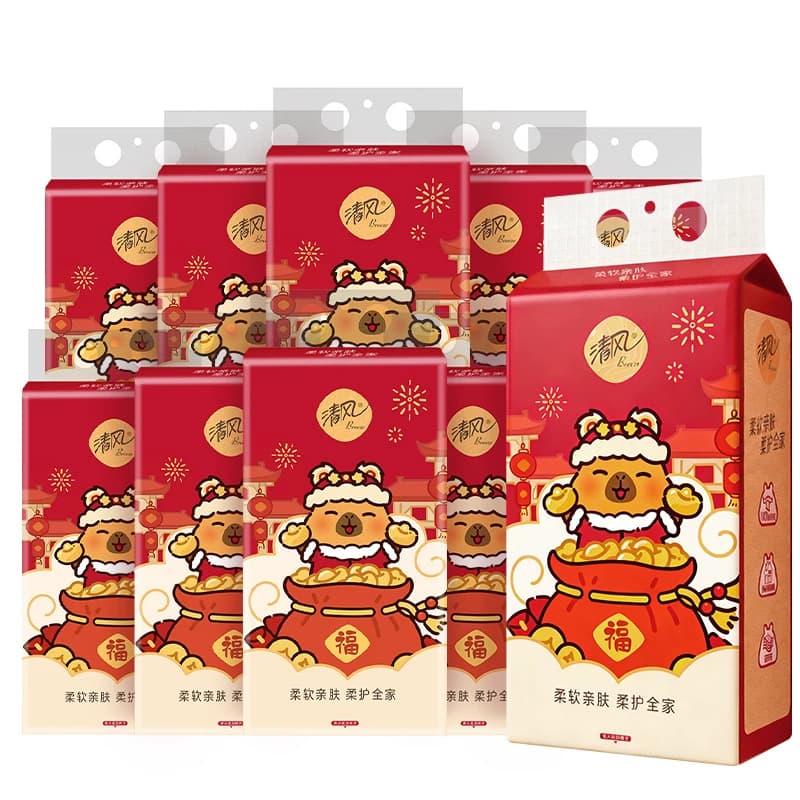 清风悬挂式抽纸新年款大包壁挂式卫生纸巾家用实惠装整箱手纸厕纸 - 缩略图5