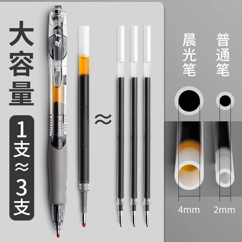 晨光按动中性笔gp1008学生专用考试碳素黑色速干顺滑水笔圆珠笔0.5子弹头初中生水性签字笔芯红笔正品旗舰店 - 缩略图5