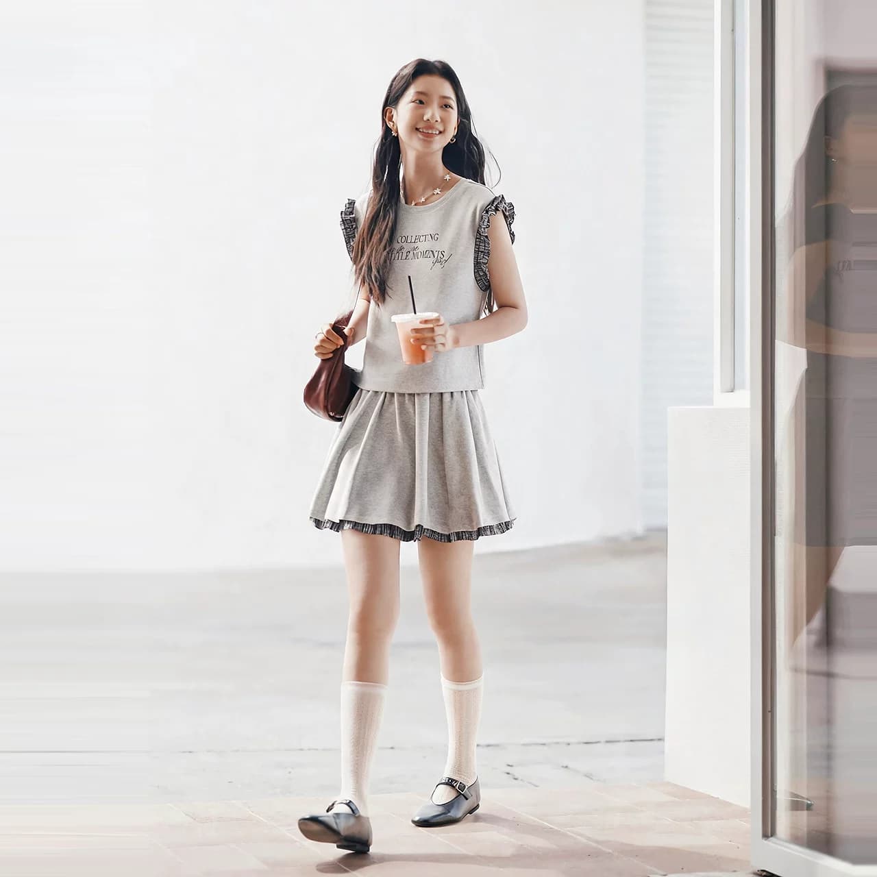 商场同款|森马套装女夏季木耳边背心高腰短裙宽松2026新款两件套 - 缩略图3