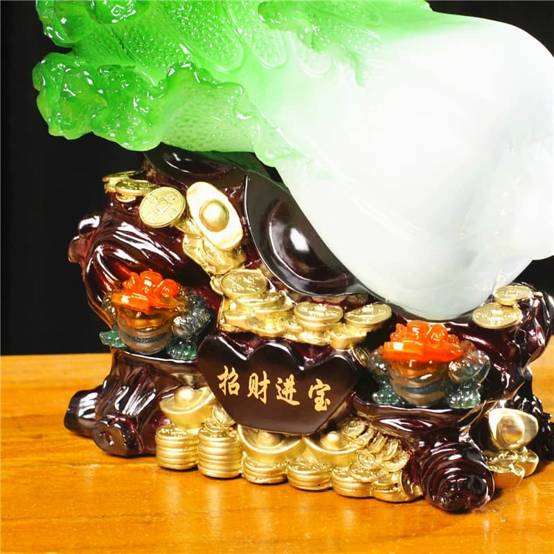 玉白菜摆件招财大号金蟾客厅玄关电视酒柜店铺工艺装饰品开业礼品 - 缩略图3