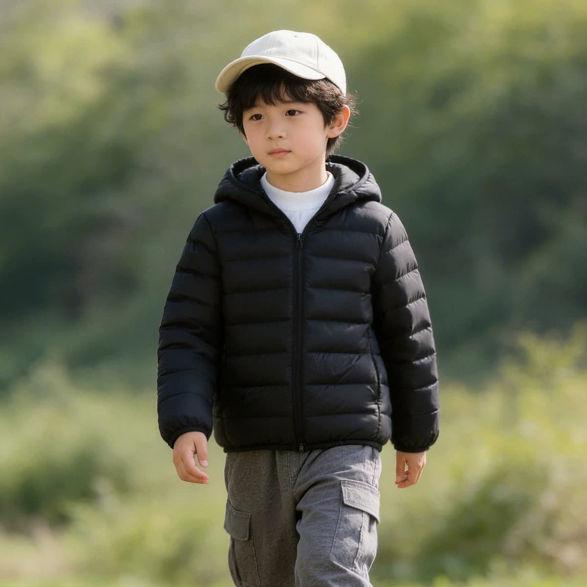雪中飞2026夏新款男女童连帽经典排骨羽绒纯色简约百搭舒适 - 缩略图3