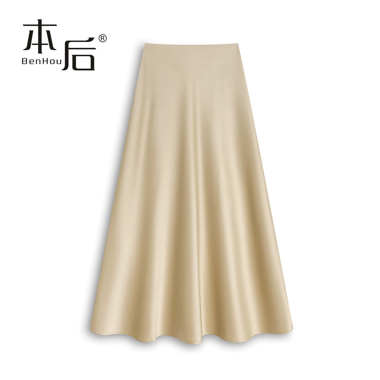 BenHou/本后 K2520 斜剪缎面a字半身裙女2026新款中长款春夏大摆 - 缩略图5