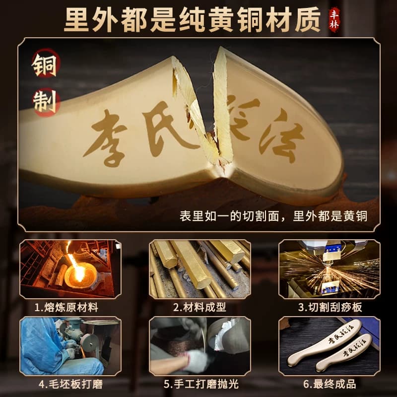 问痧堂李氏砭法铜制刮痧板肩颈背部专用刮脖子纯黄铜虎符刮砭刮刀 - 缩略图4
