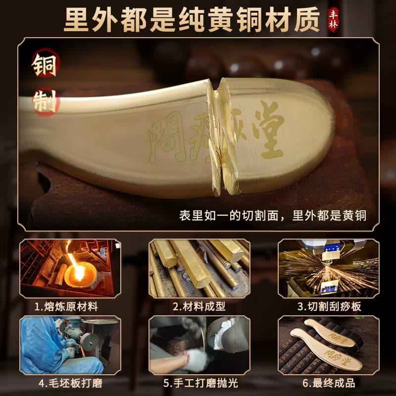问痧堂黄铜虎符刮痧板纯铜背部全身通用李氏砭法道生旗舰店刮痧刀 - 缩略图2