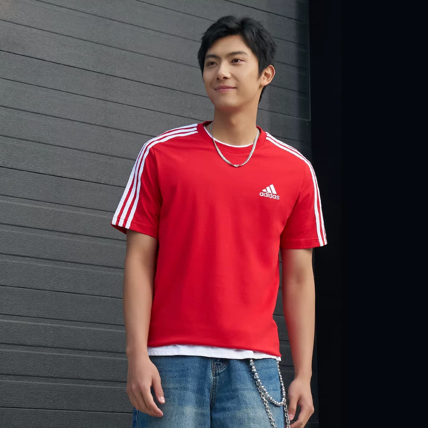 纯棉休闲百搭三条纹针织运动圆领短袖T恤上衣男夏adidas阿迪达斯 - 缩略图3