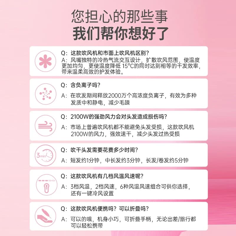 飞利浦电吹风机家用负离子护发速干大功率新款吹风筒不伤发BHD356 - 缩略图4