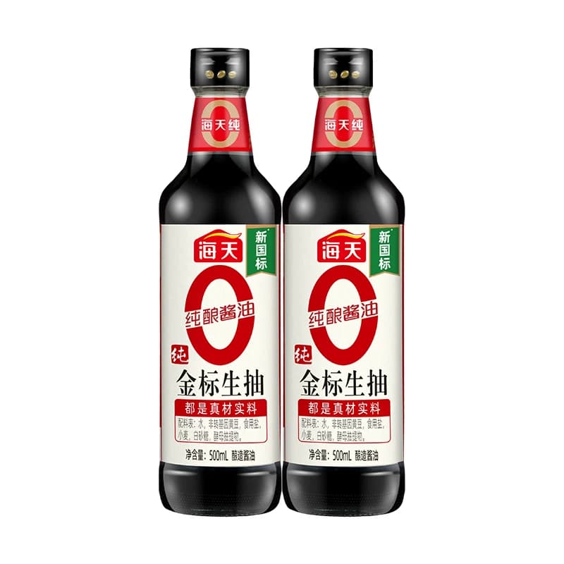 海天纯金标生抽500ml*2瓶0添加特级酱油炒菜凉拌火锅酱油调味品 - 缩略图2